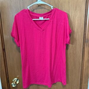 Amazon Brand Bright Pink V-Neck Tee